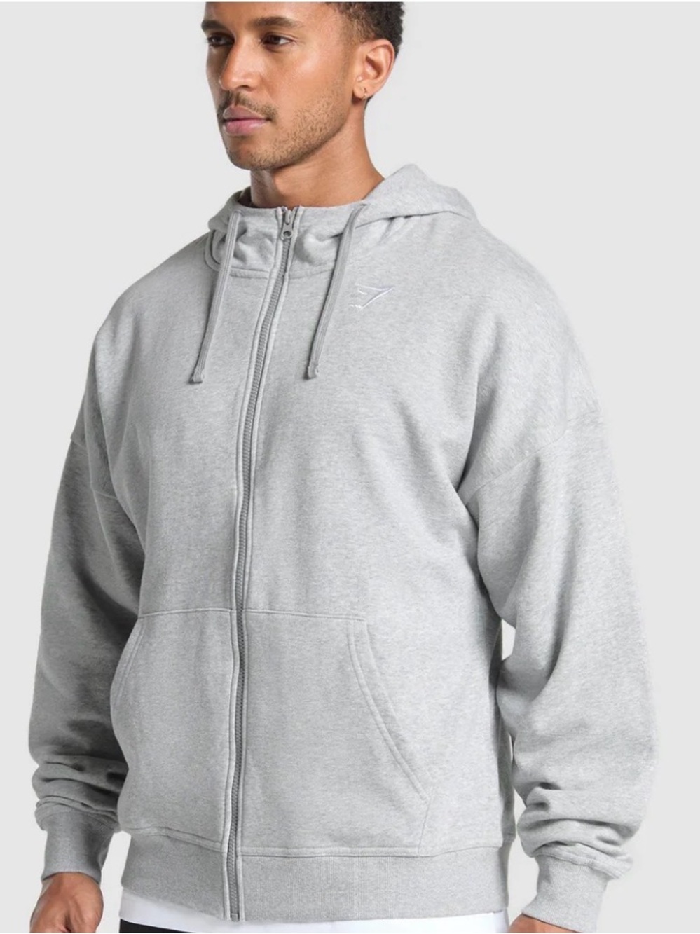 Gymshark Light Grey Full-Zip Hooded Sweater